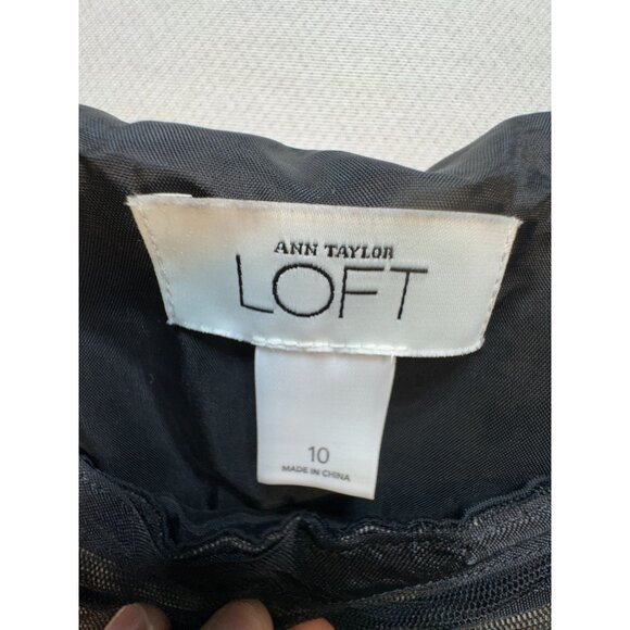 Ann Taylor Loft Strapless Dress Size 10 Black Lace Ribbon Belt Couture - Picture 2 of 11